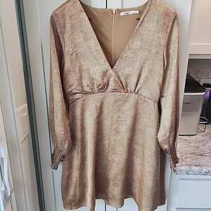 Francesca's‎ Mi Ami Satin Dress Long Sleeves Mini Dots Sz S